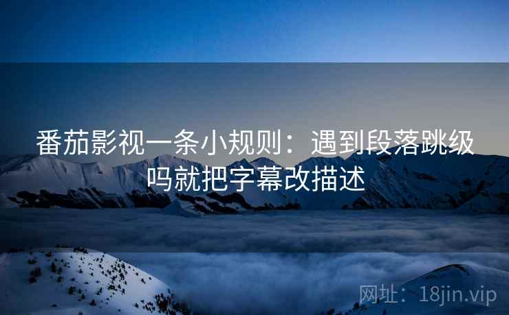 番茄影视一条小规则：遇到段落跳级吗就把字幕改描述  第2张